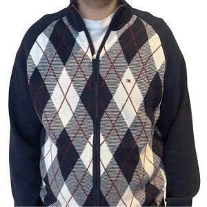 Tommy Hilfiger Argyle Zip Up Sweater XL